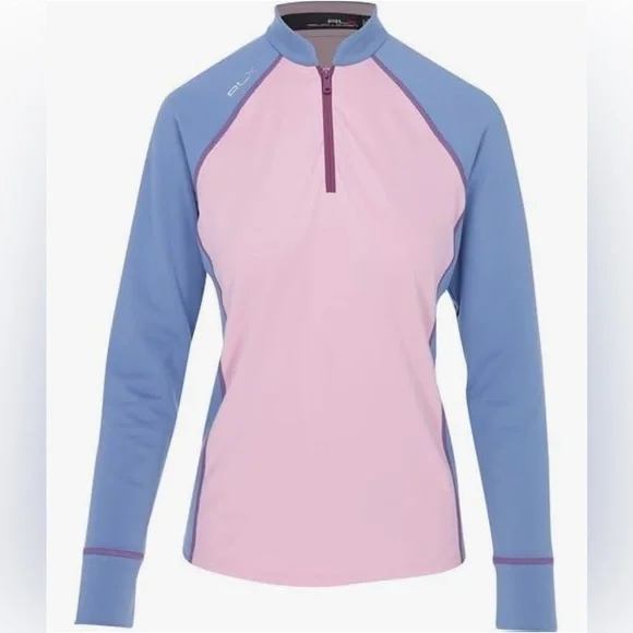 Ralph Lauren RLX Golf Power Stretch Long Sleeve Top, Pink Sand/Channel Blue - Picture 1 of 11